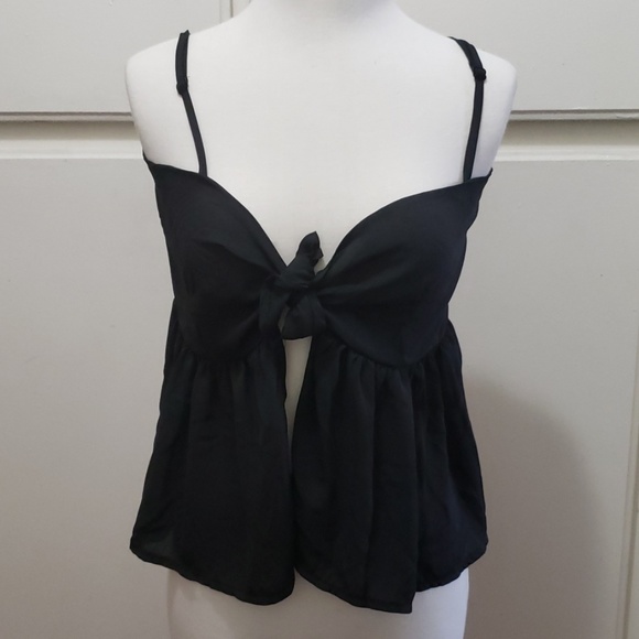 John Galt Tops - John Galt Pacsun black bow front tie top